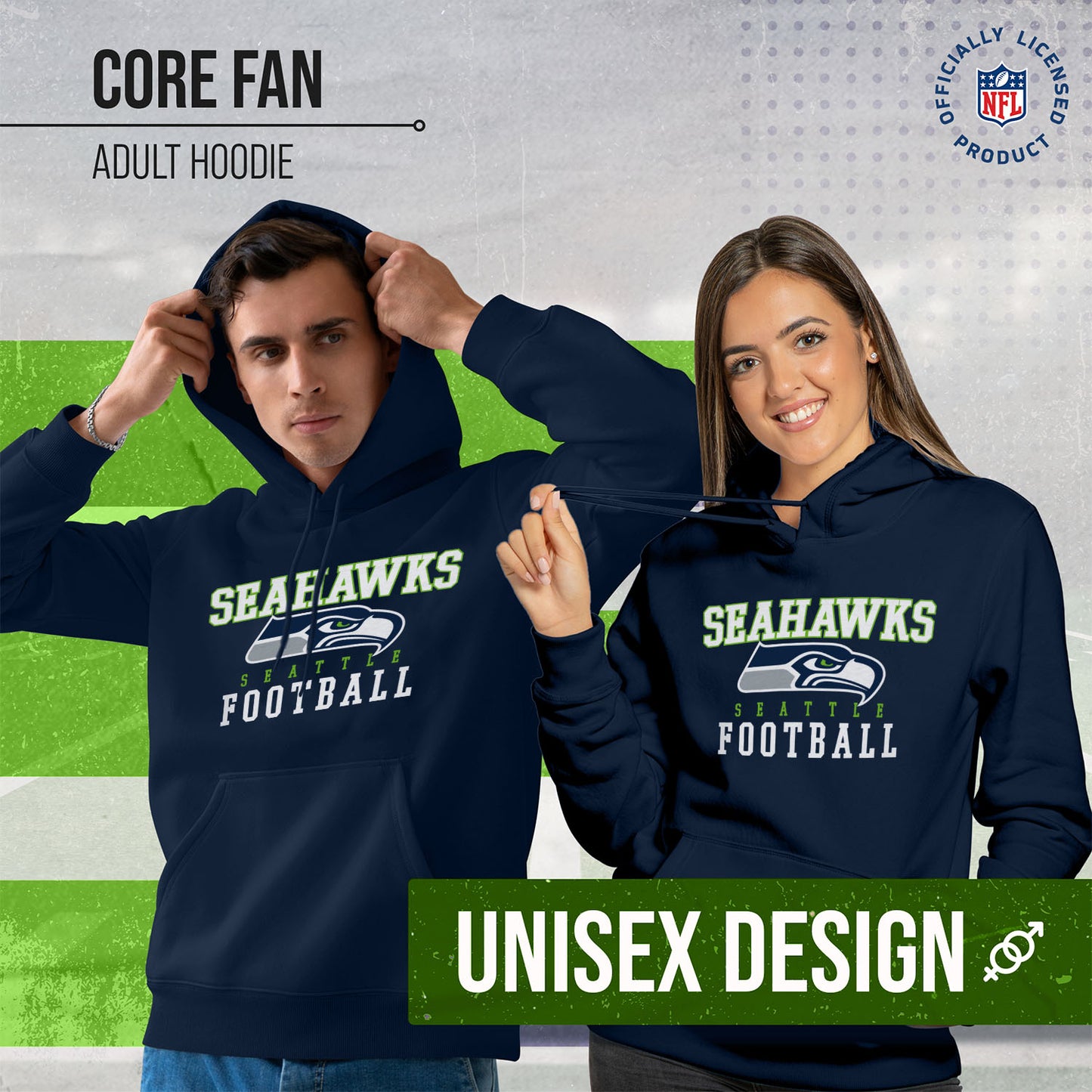 Seattle Seahawks NFL Core Fan Adult Hooded Sweatshirt - Navy