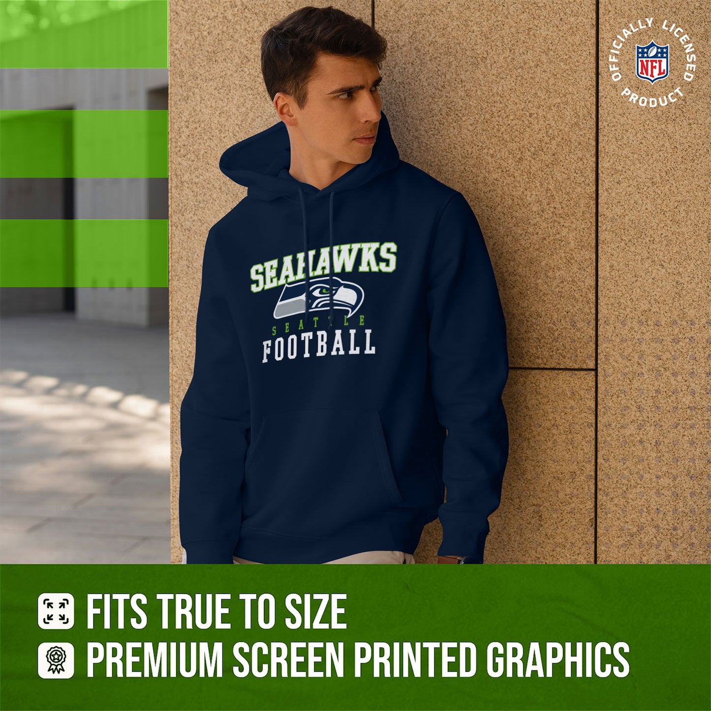 Seattle Seahawks NFL Core Fan Adult Hooded Sweatshirt - Navy