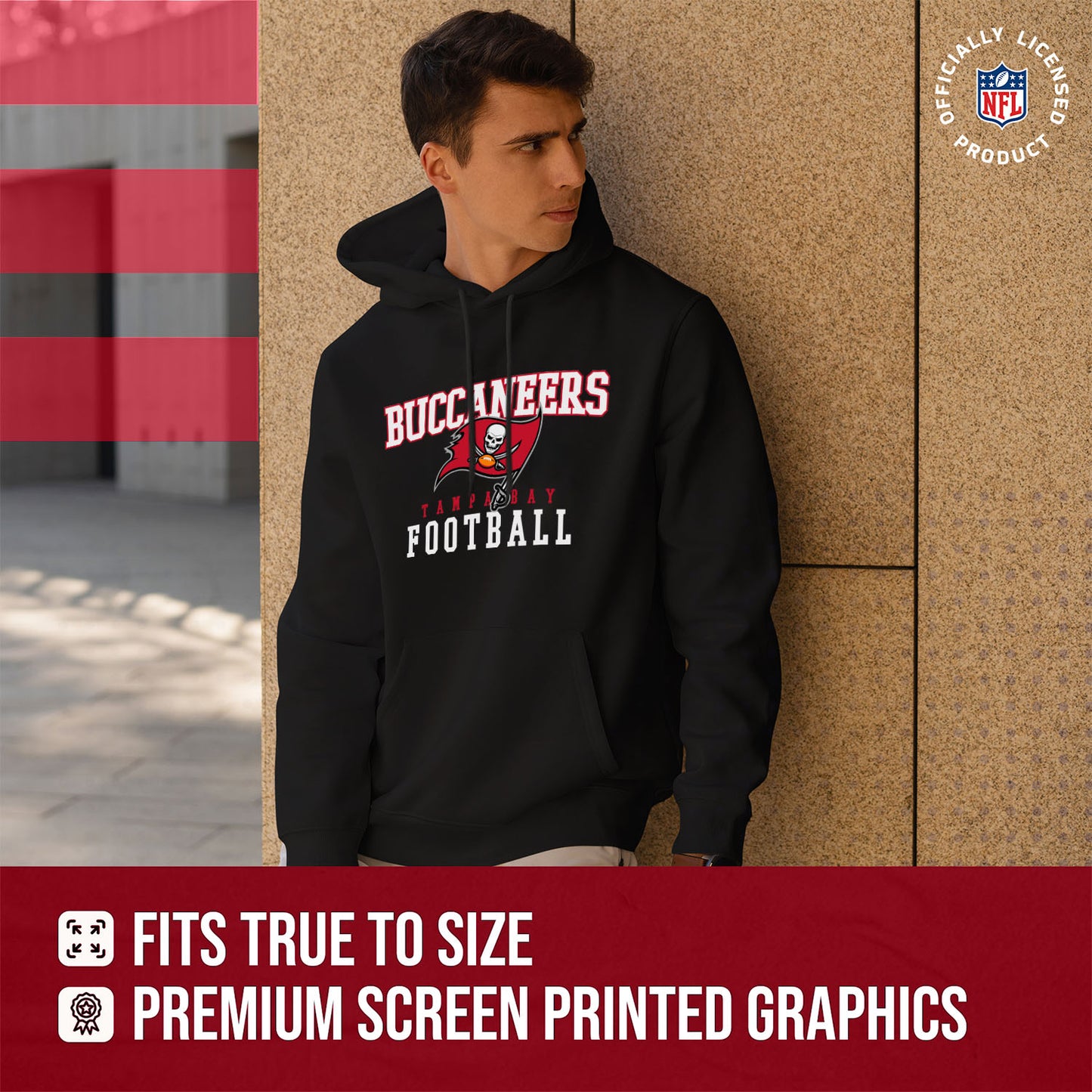 Tampa Bay Buccaneers NFL Core Fan Adult Hooded Sweatshirt - Black