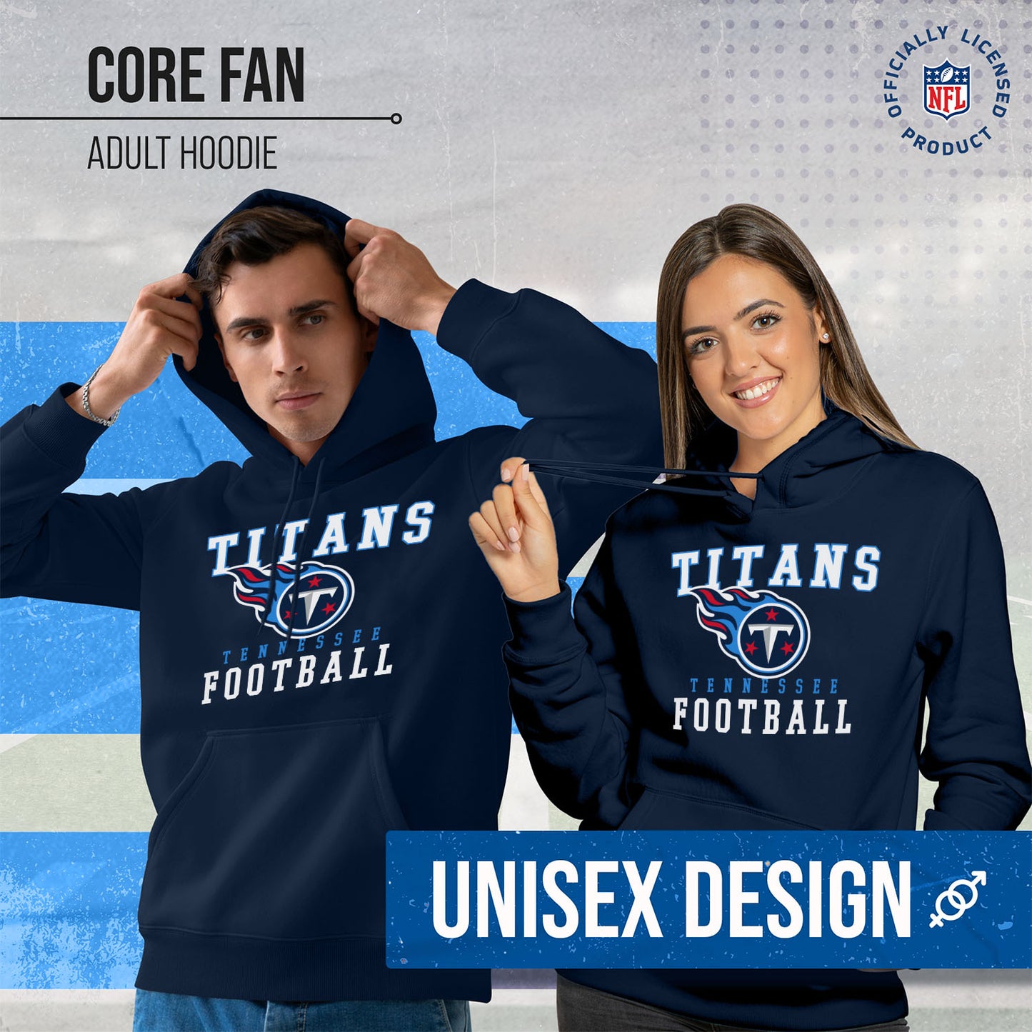 Tennessee Titans NFL Core Fan Adult Hooded Sweatshirt - Navy