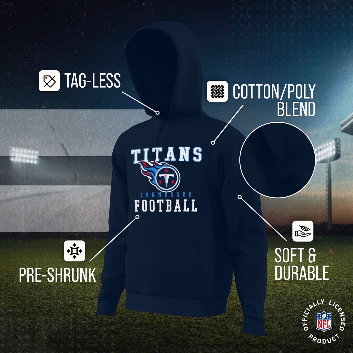 Tennessee Titans NFL Core Fan Adult Hooded Sweatshirt - Navy