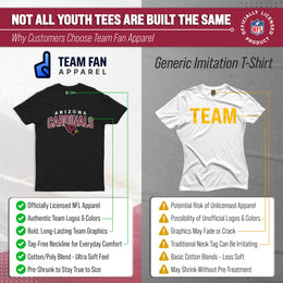 Arizona Cardinals NFL Youth Starting Fresh Tee- Pro Football Tag-Less T-Shirt For Boys & Girls - Black