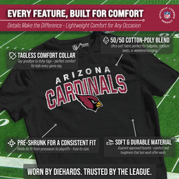 Arizona Cardinals NFL Youth Starting Fresh Tee- Pro Football Tag-Less T-Shirt For Boys & Girls - Black