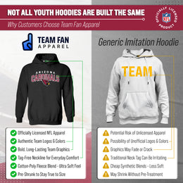 Arizona Cardinals NFL Youth Starting Fresh Hoodie- Pro Football Sweatshirt for Boys and Girls - Black