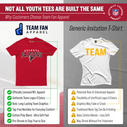 Atlanta Falcons NFL Youth Starting Fresh Tee- Pro Football Tag-Less T-Shirt For Boys & Girls - Red