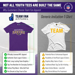 Baltimore Ravens NFL Youth Starting Fresh Tee- Pro Football Tag-Less T-Shirt For Boys & Girls - Purple