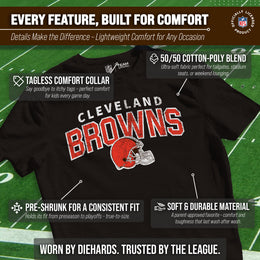 Cleveland Browns NFL Youth Starting Fresh Tee- Pro Football Heather T-Shirt For Boys & Girls - Black Heather