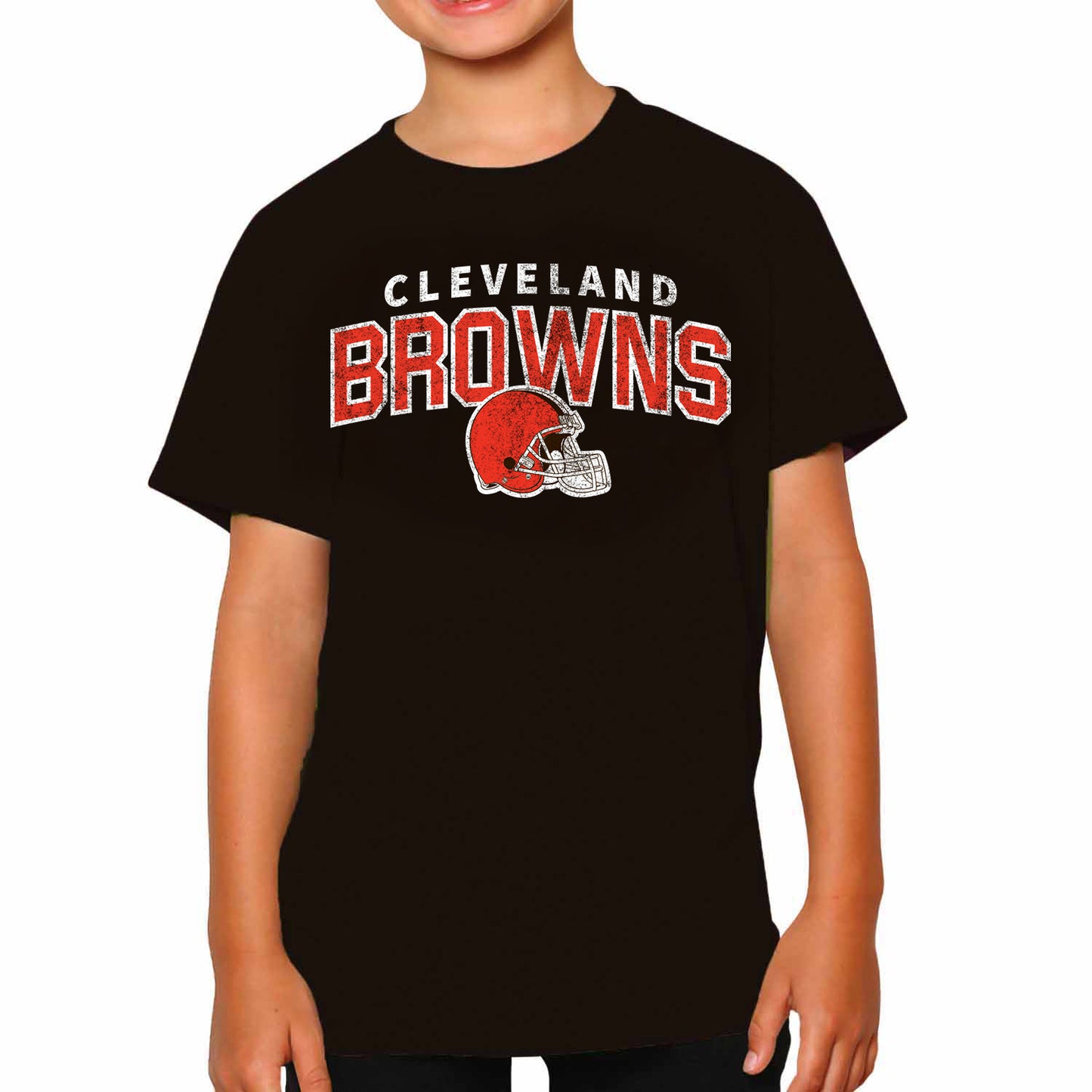 Cleveland Browns NFL Youth Starting Fresh Tee- Pro Football Heather T-Shirt For Boys & Girls - Black