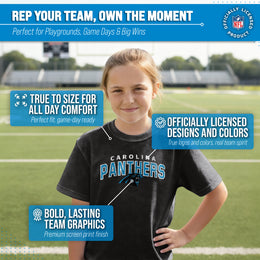 Carolina Panthers NFL Youth Starting Fresh Tee- Pro Football Tag-Less T-Shirt For Boys & Girls - Black