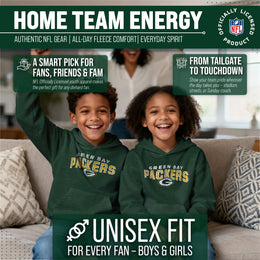 Green Bay Packers NFL Youth Starting Fresh Hoodie- Pro Football Sweatshirt for Boys and Girls - Green