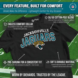 Jacksonville Jaguars NFL Youth Starting Fresh Tee- Pro Football Tag-Less T-Shirt For Boys & Girls - Black