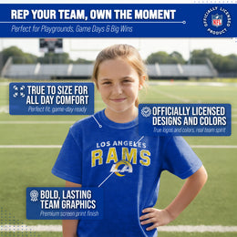 Los Angeles Rams NFL Youth Starting Fresh Tee- Pro Football Tag-Less T-Shirt For Boys & Girls - Royal