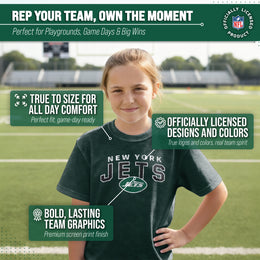New York Jets NFL Youth Starting Fresh Tee- Pro Football Tag-Less T-Shirt For Boys & Girls - Green