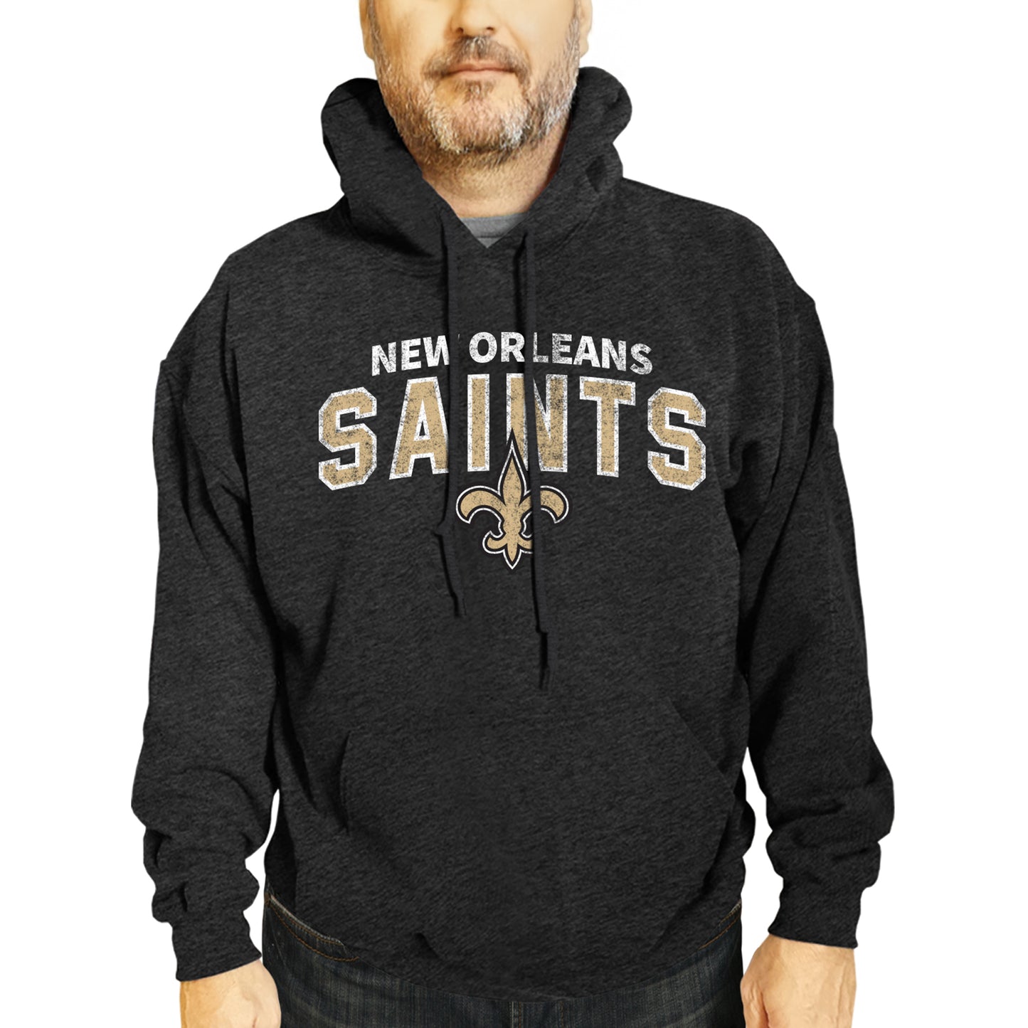 New Orleans Saints NFL Adult Unisex Starting Fresh Ultra Soft Fleece Hooded Sweatshirt - Black Heather