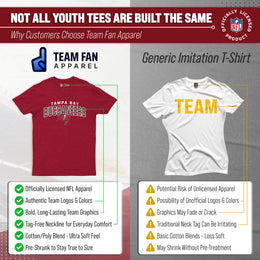 Tampa Bay Buccaneers NFL Youth Starting Fresh Tee- Pro Football Tag-Less T-Shirt For Boys & Girls - Red