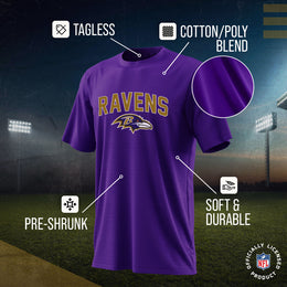 Baltimore Ravens NFL Youth Home Team Tee- Youth Pro Football T-Shirt For Boys & Girls Kids clothes - Purple