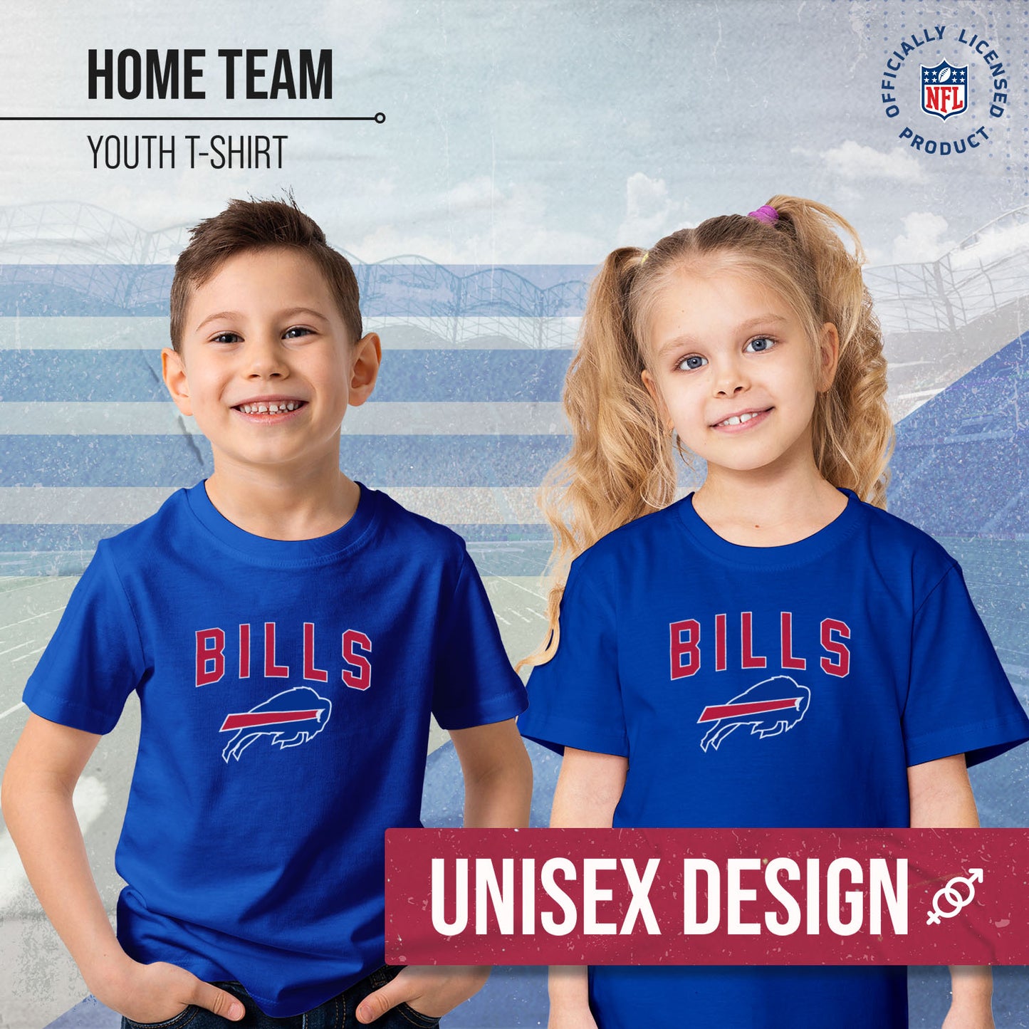 Buffalo Bills NFL Youth Home Team Tee- Youth Pro Football T-Shirt For Boys & Girls Kids clothes - Royal