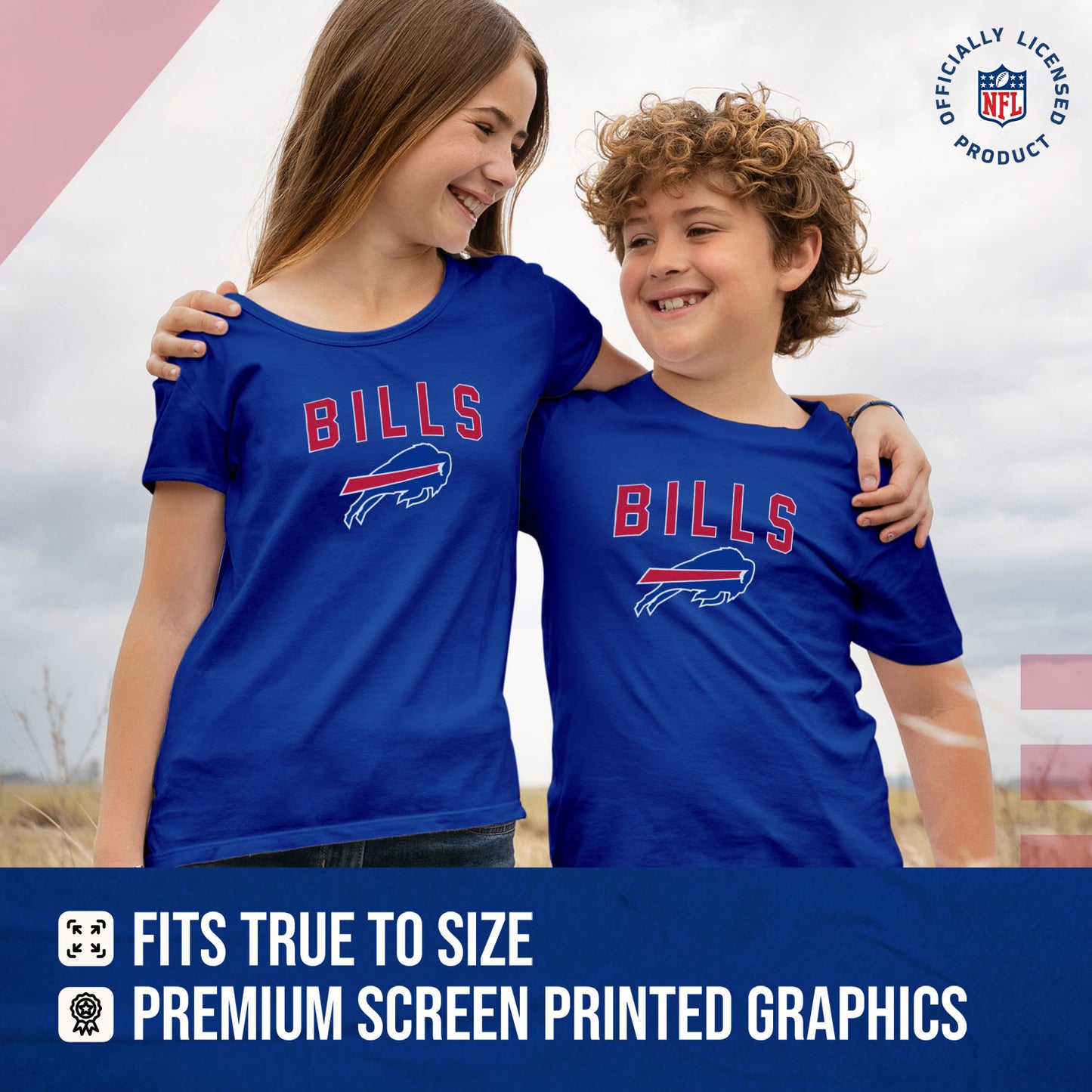 Buffalo Bills NFL Youth Home Team Tee- Youth Pro Football T-Shirt For Boys & Girls Kids clothes - Royal