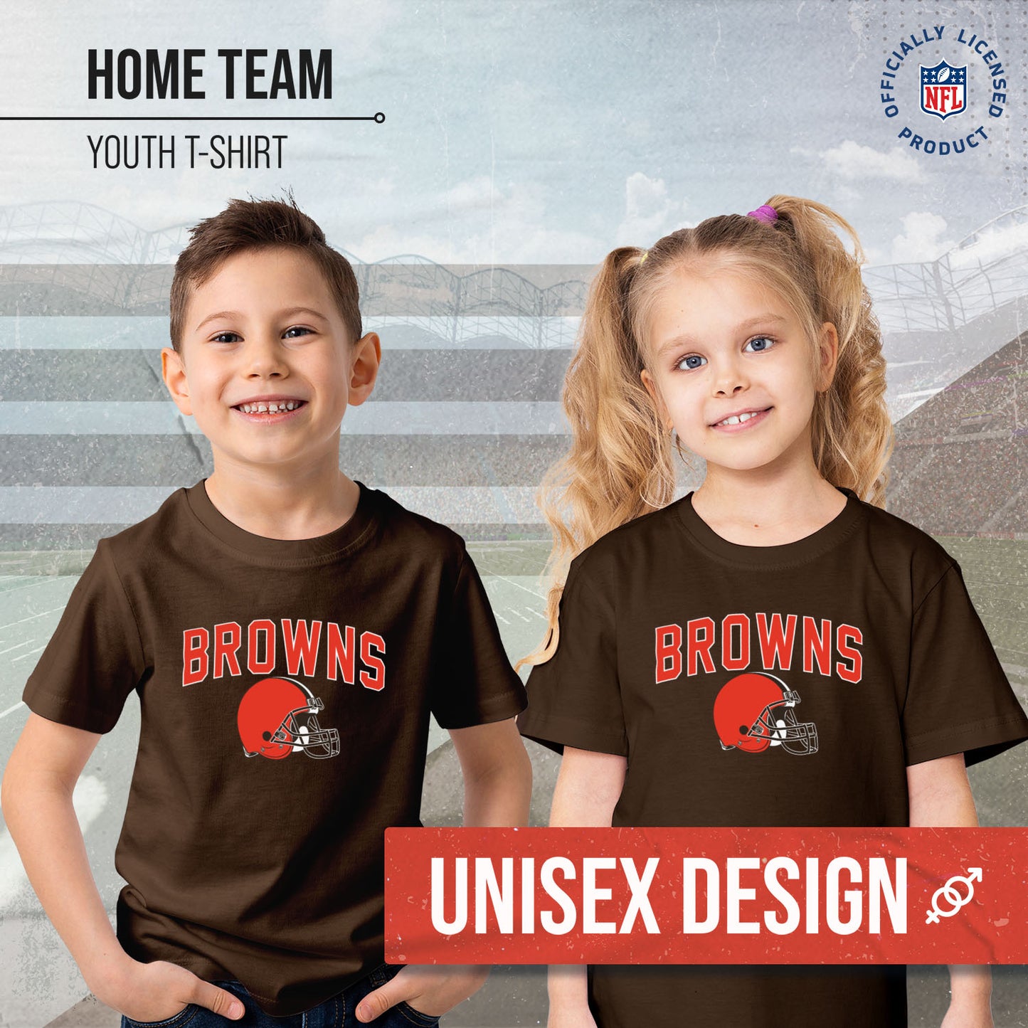 Cleveland Browns NFL Youth Home Team Tee- Youth Pro Football T-Shirt For Boys & Girls Kids clothes - Brown
