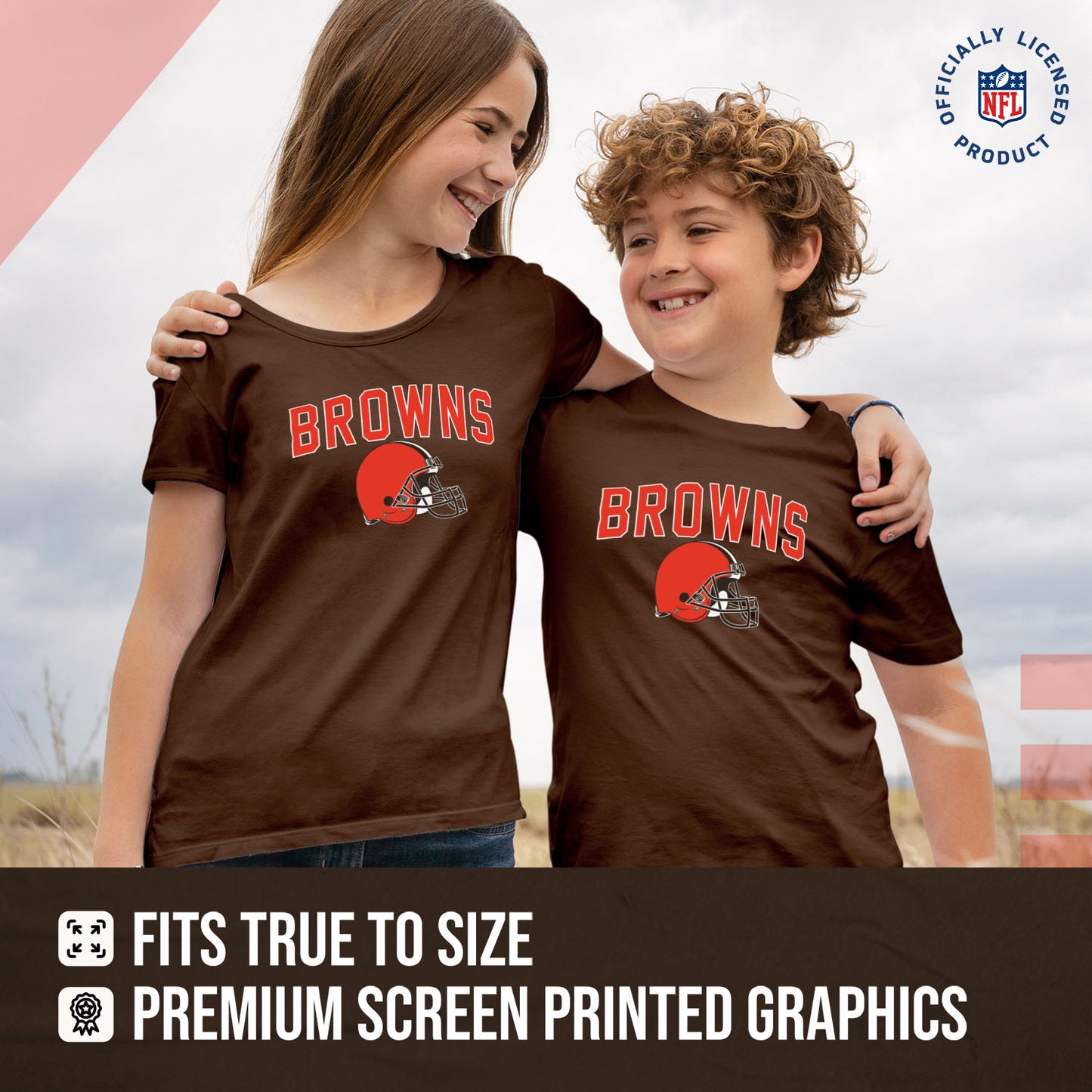 Cleveland Browns NFL Youth Home Team Tee- Youth Pro Football T-Shirt For Boys & Girls Kids clothes - Brown