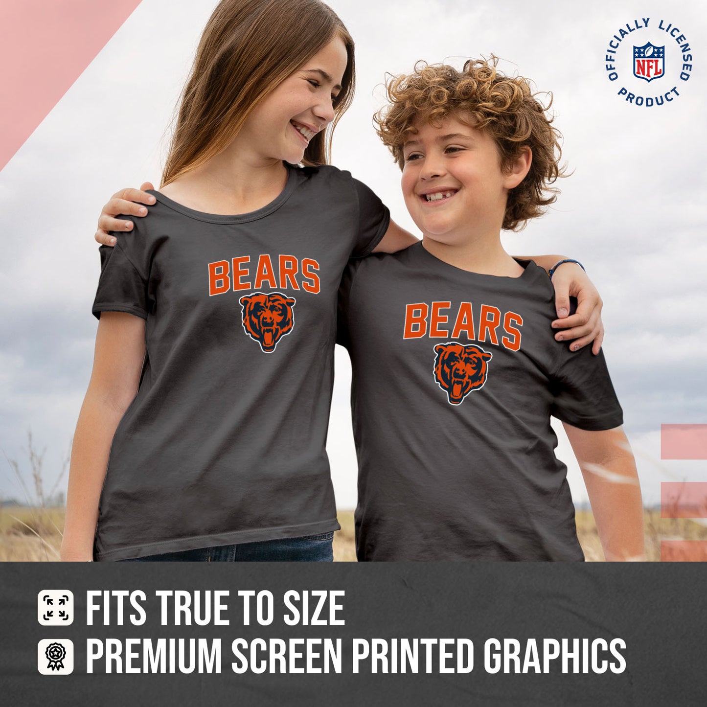 Chicago Bears NFL Youth Home Team Tee- Youth Pro Football T-Shirt For Boys & Girls Kids clothes - Sport Gray