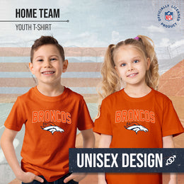 Denver Broncos NFL Youth Home Team Tee- Youth Pro Football T-Shirt For Boys & Girls Kids clothes - Orange