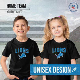 Detroit Lions NFL Youth Home Team Tee- Youth Pro Football T-Shirt For Boys & Girls Kids clothes - Black