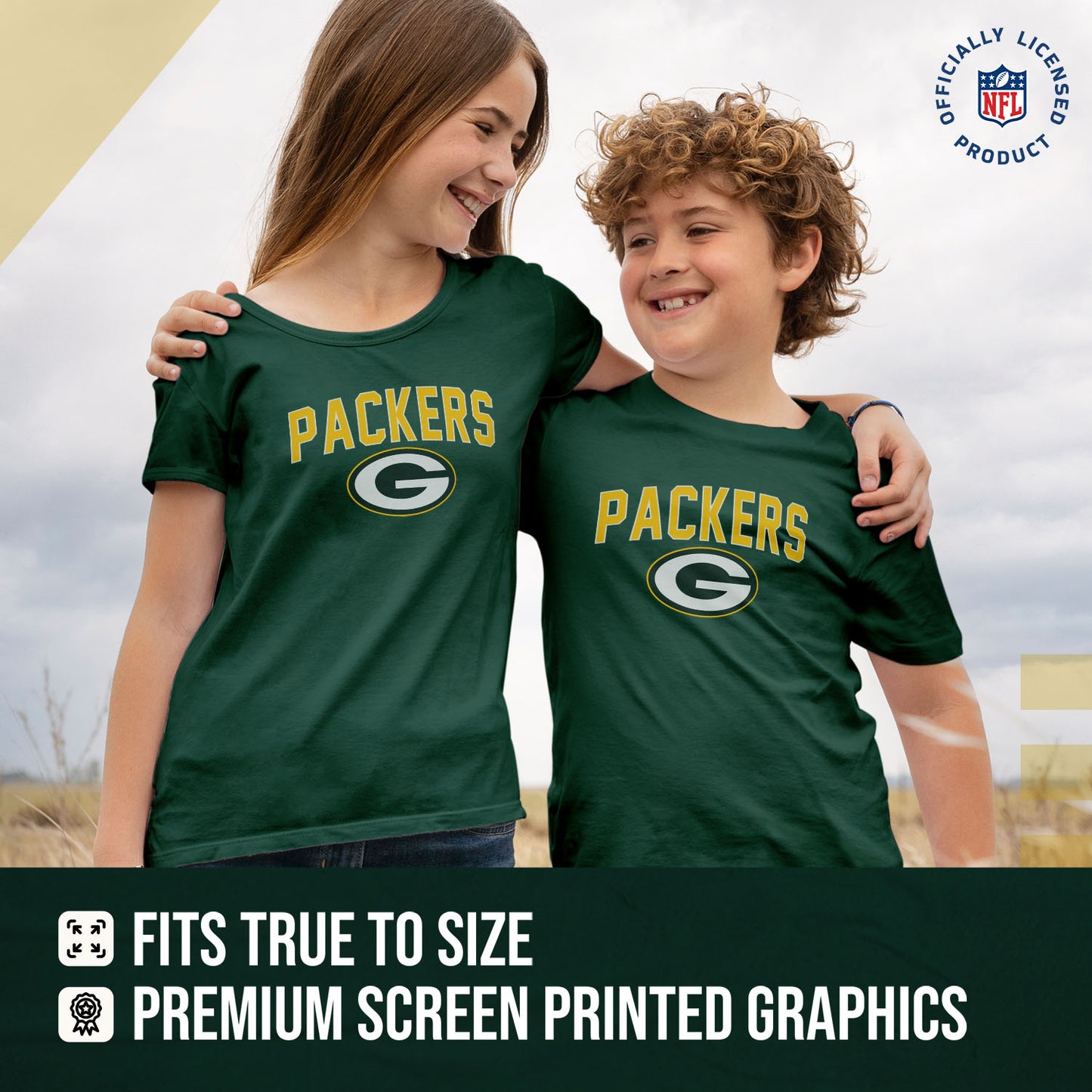 Green Bay Packers NFL Youth Home Team Tee- Youth Pro Football T-Shirt For Boys & Girls Kids clothes - Green