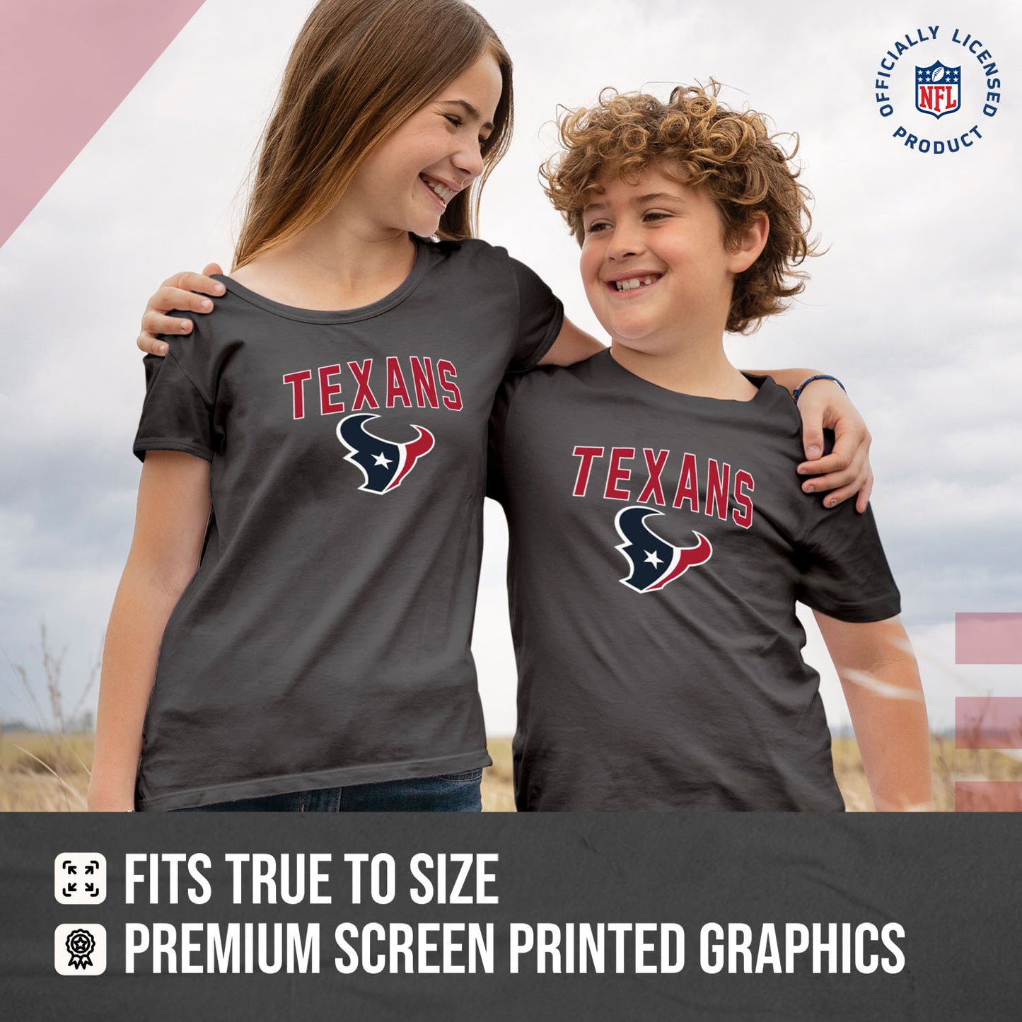 Houston Texans NFL Youth Home Team Tee- Youth Pro Football T-Shirt For Boys & Girls Kids clothes - Sport Gray