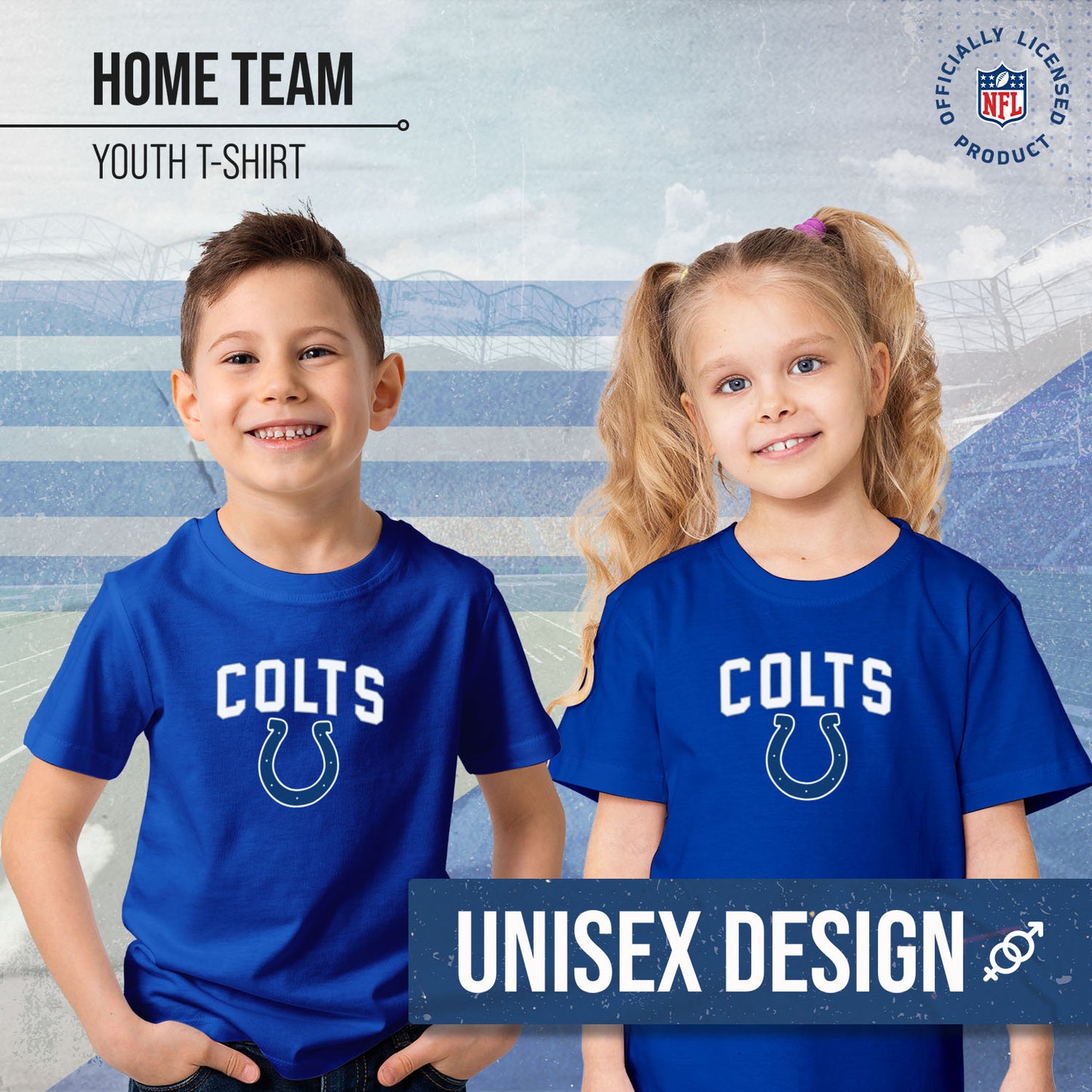 Indianapolis Colts NFL Youth Home Team Tee- Youth Pro Football T-Shirt For Boys & Girls Kids clothes - Royal
