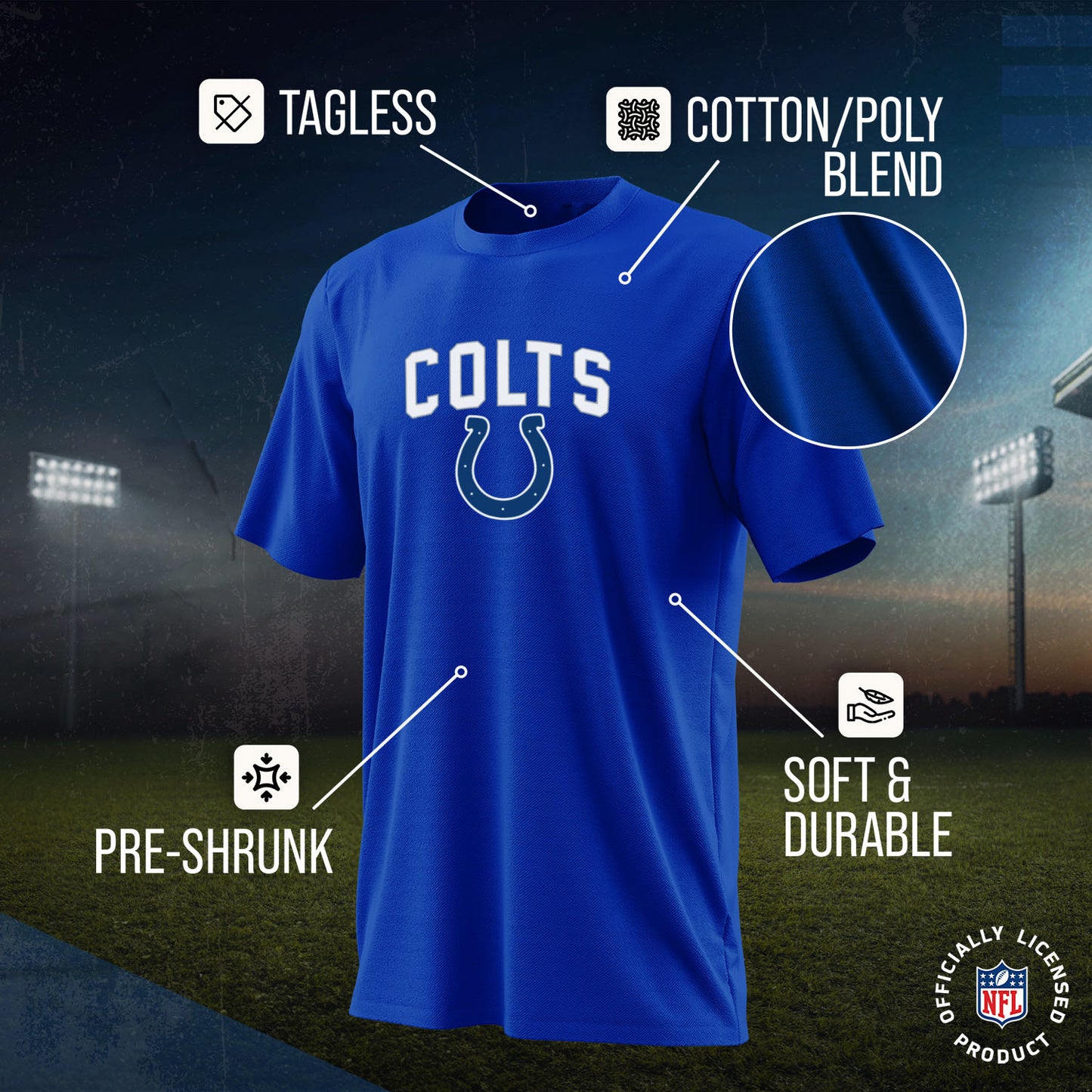 Indianapolis Colts NFL Youth Home Team Tee- Youth Pro Football T-Shirt For Boys & Girls Kids clothes - Royal