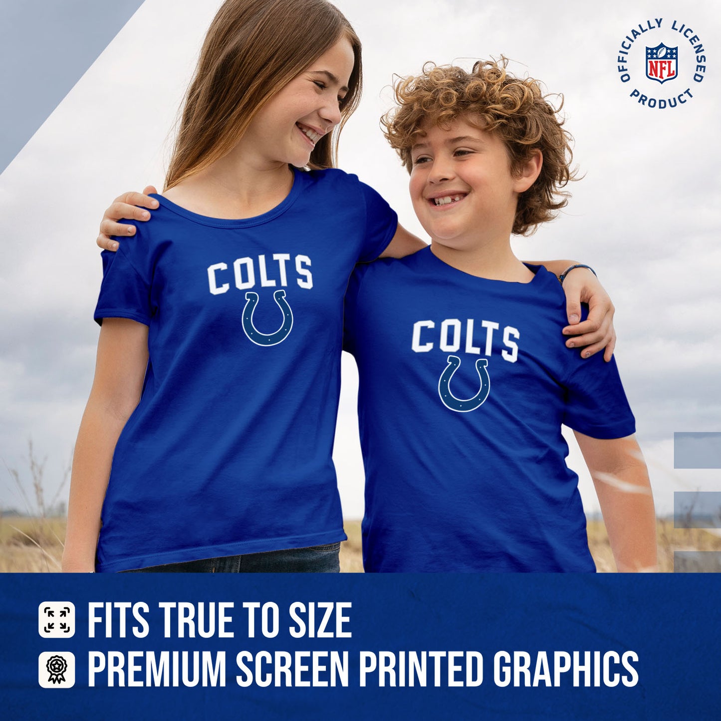 Indianapolis Colts NFL Youth Home Team Tee- Youth Pro Football T-Shirt For Boys & Girls Kids clothes - Royal