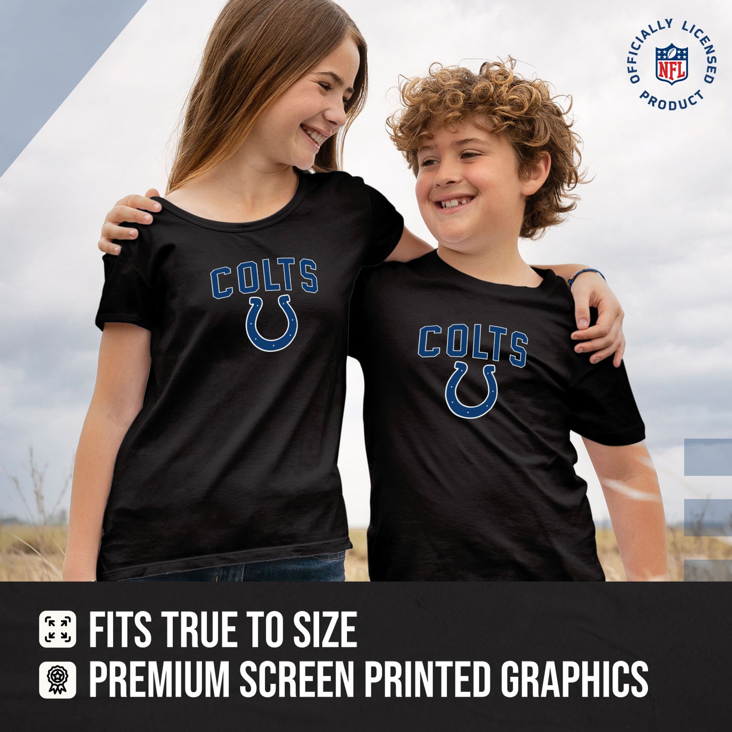 Indianapolis Colts NFL Youth Home Team Tee- Youth Pro Football T-Shirt For Boys & Girls Kids clothes - Black