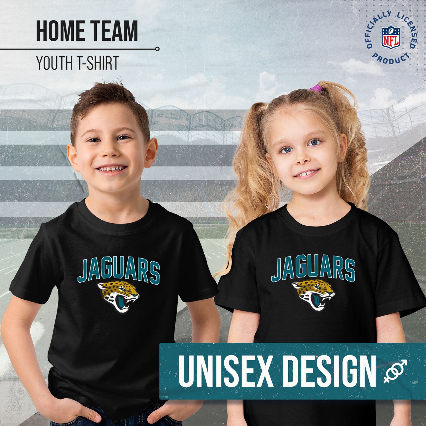 Jacksonville Jaguars NFL Youth Home Team Tee- Youth Pro Football T-Shirt For Boys & Girls Kids clothes - Black