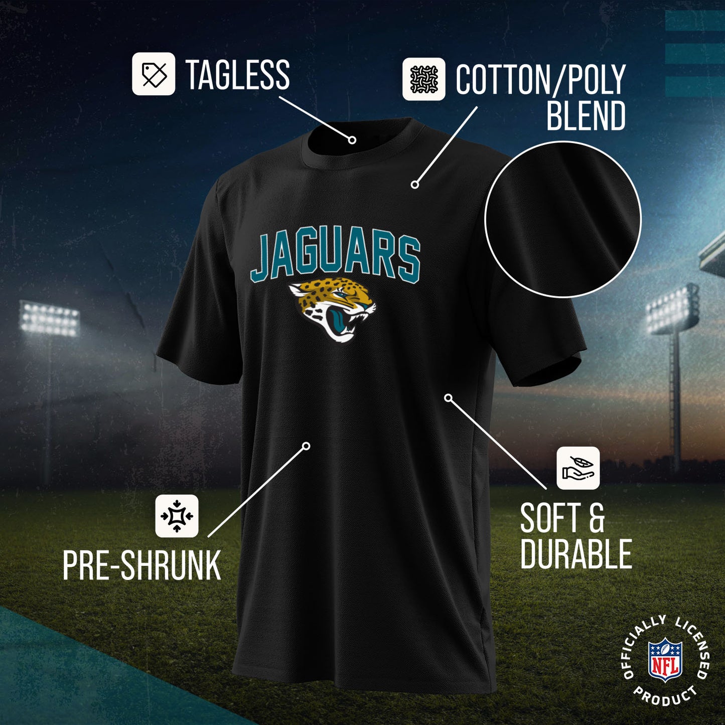 Jacksonville Jaguars NFL Youth Home Team Tee- Youth Pro Football T-Shirt For Boys & Girls Kids clothes - Black