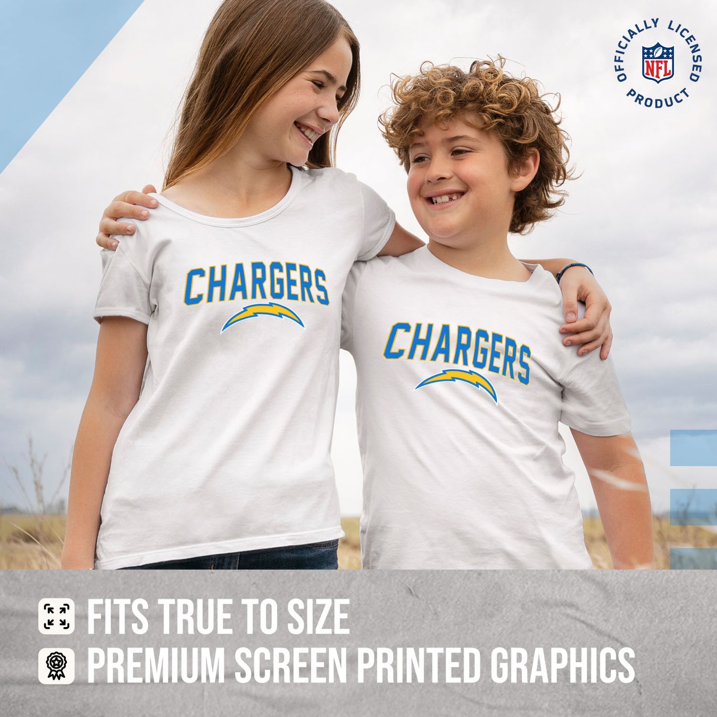 Los Angeles Chargers NFL Youth Home Team Tee- Youth Pro Football T-Shirt For Boys & Girls Kids clothes - White