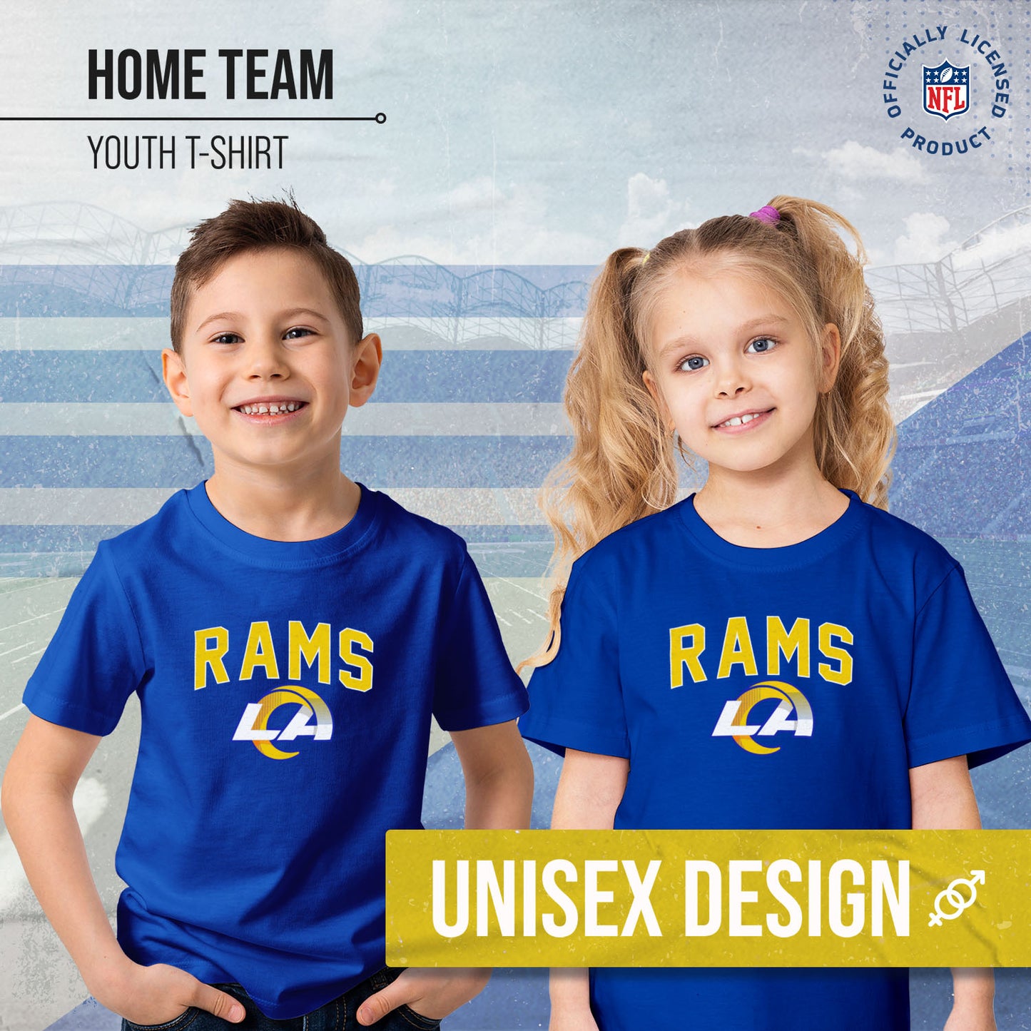 Los Angeles Rams NFL Youth Home Team Tee- Youth Pro Football T-Shirt For Boys & Girls Kids clothes - Royal