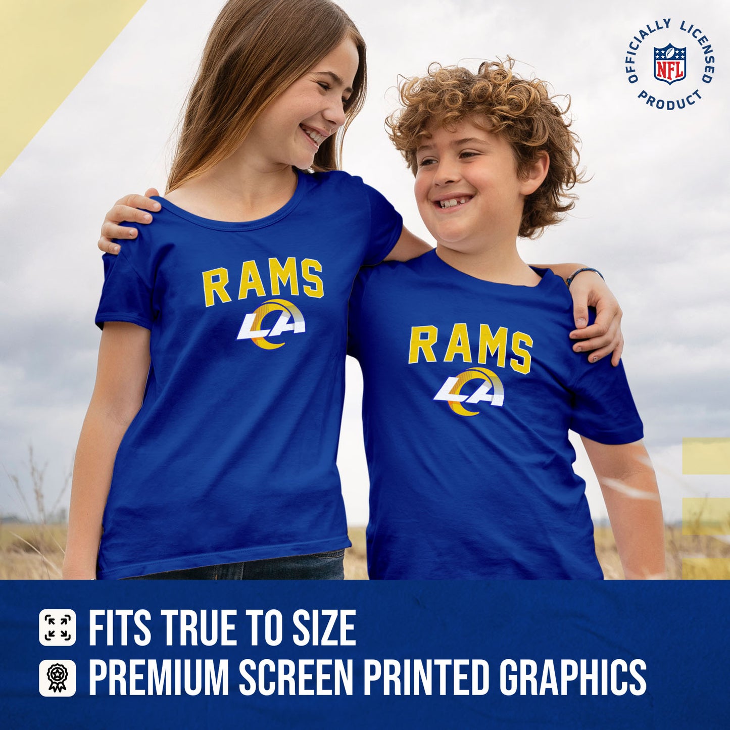 Los Angeles Rams NFL Youth Home Team Tee- Youth Pro Football T-Shirt For Boys & Girls Kids clothes - Royal