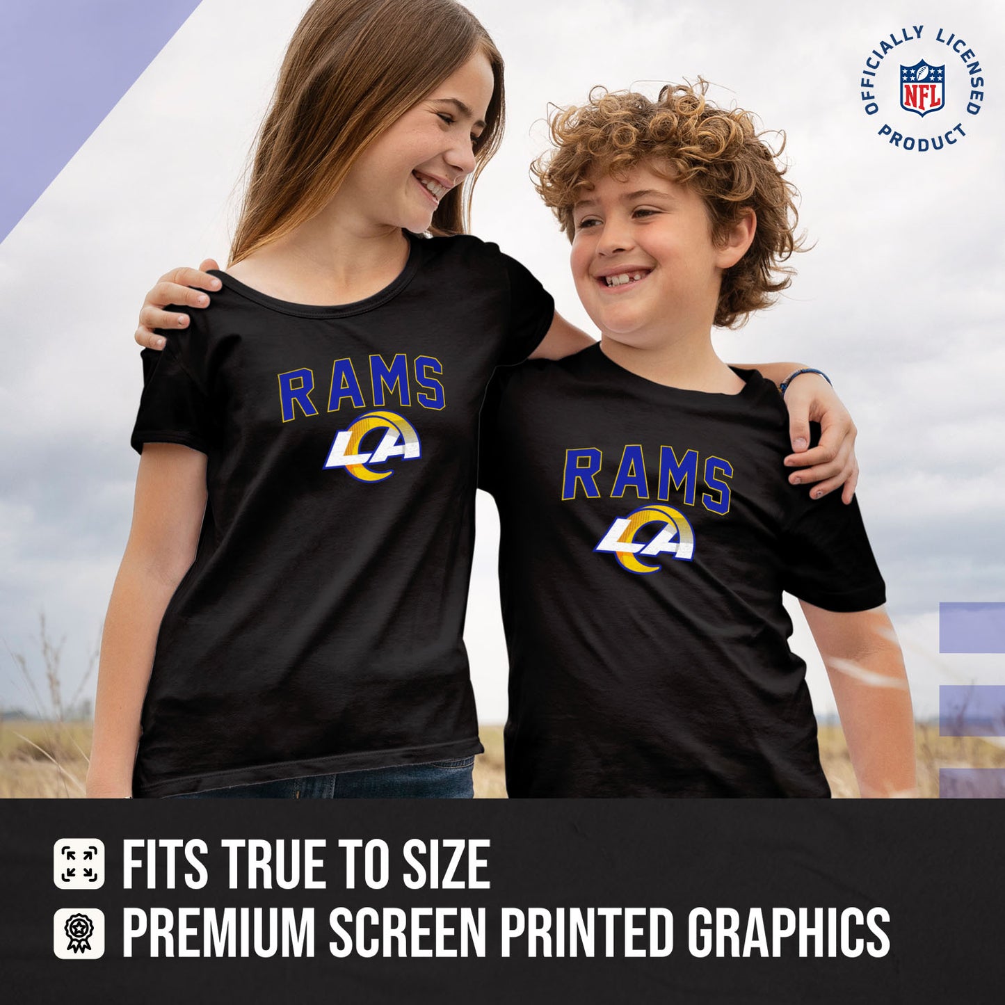 Los Angeles Rams NFL Youth Home Team Tee- Youth Pro Football T-Shirt For Boys & Girls Kids clothes - Black