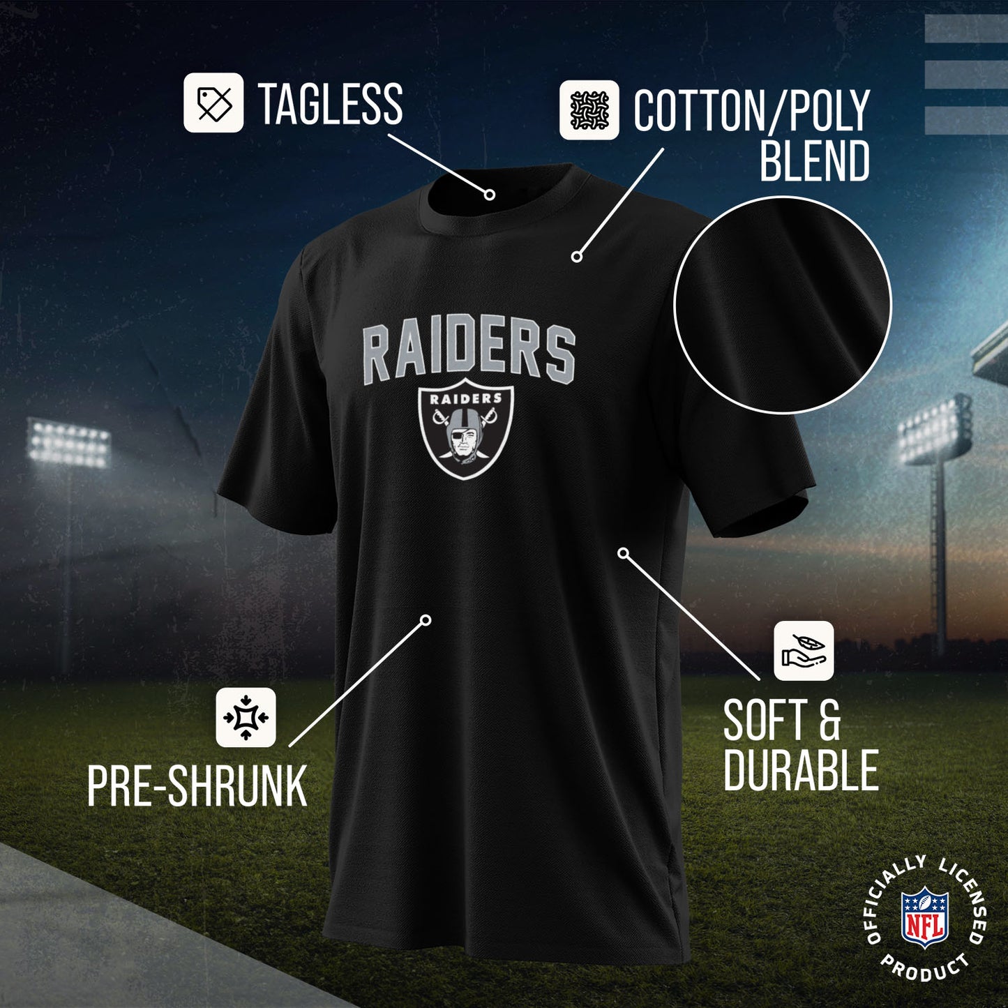 Las Vegas Raiders NFL Youth Home Team Tee- Youth Pro Football T-Shirt For Boys & Girls Kids clothes - Black