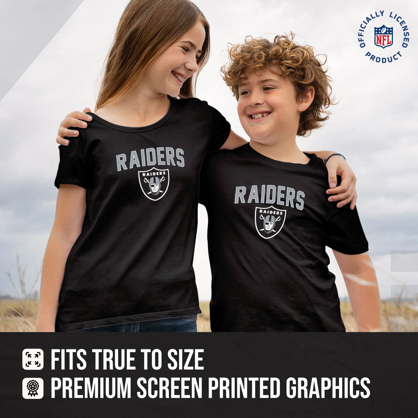 Las Vegas Raiders NFL Youth Home Team Tee- Youth Pro Football T-Shirt For Boys & Girls Kids clothes - Black
