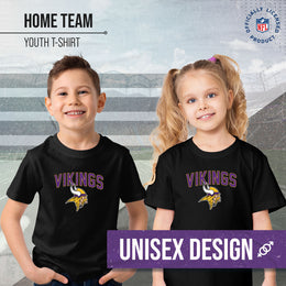 Minnesota Vikings NFL Youth Home Team Tee- Youth Pro Football T-Shirt For Boys & Girls Kids clothes - Black