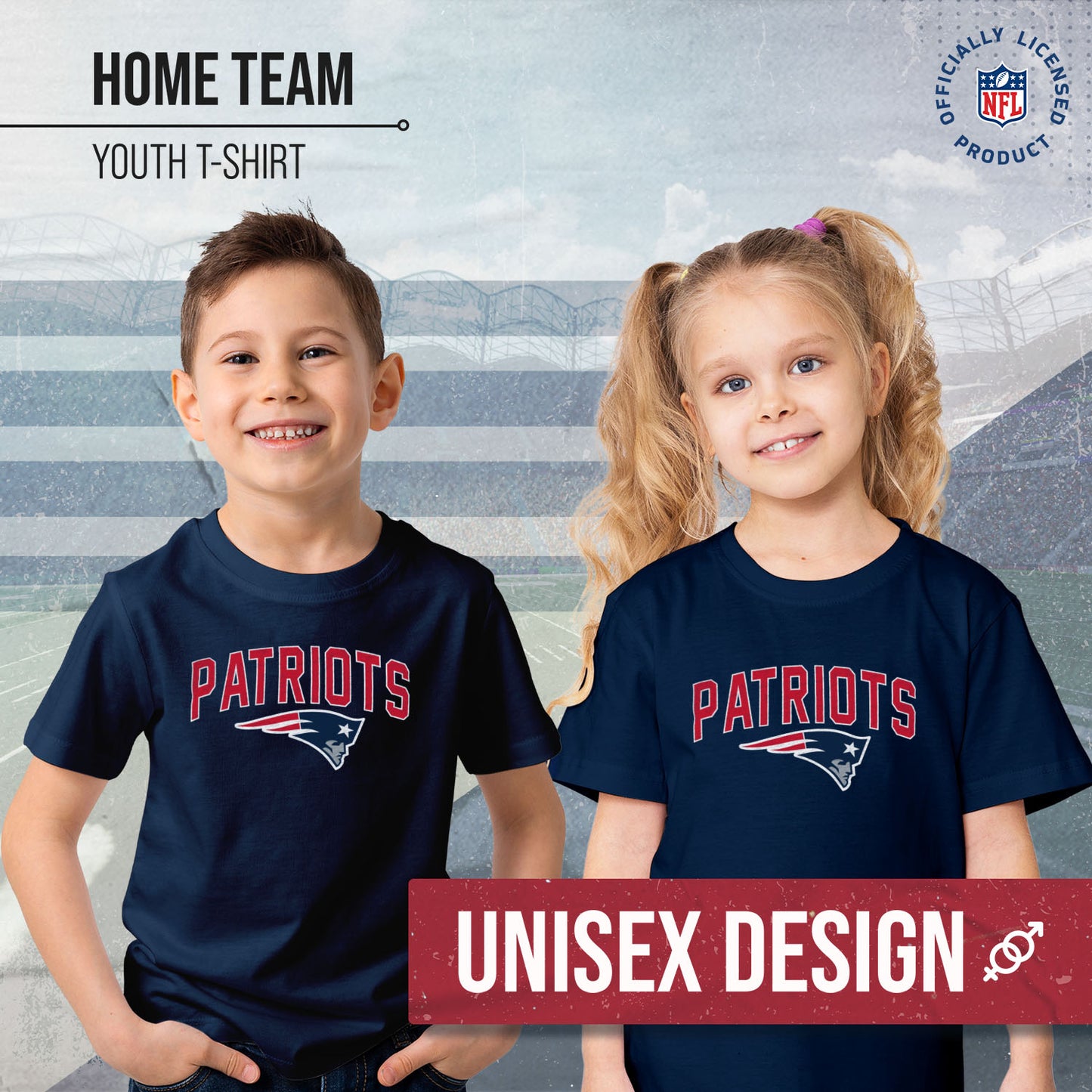 New England Patriots NFL Youth Home Team Tee- Youth Pro Football T-Shirt For Boys & Girls Kids clothes - Navy