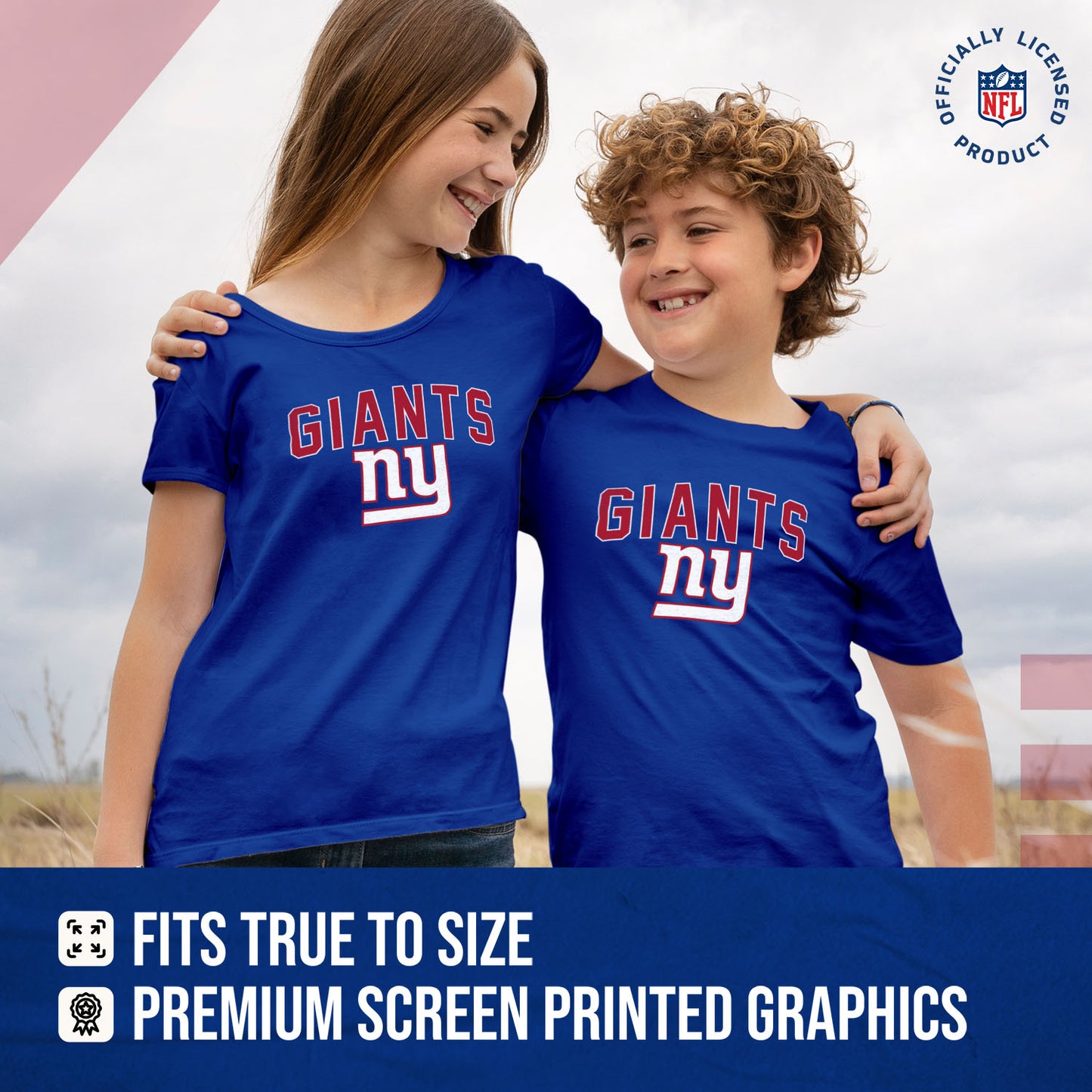 New York Giants NFL Youth Home Team Tee- Youth Pro Football T-Shirt For Boys & Girls Kids clothes - Royal
