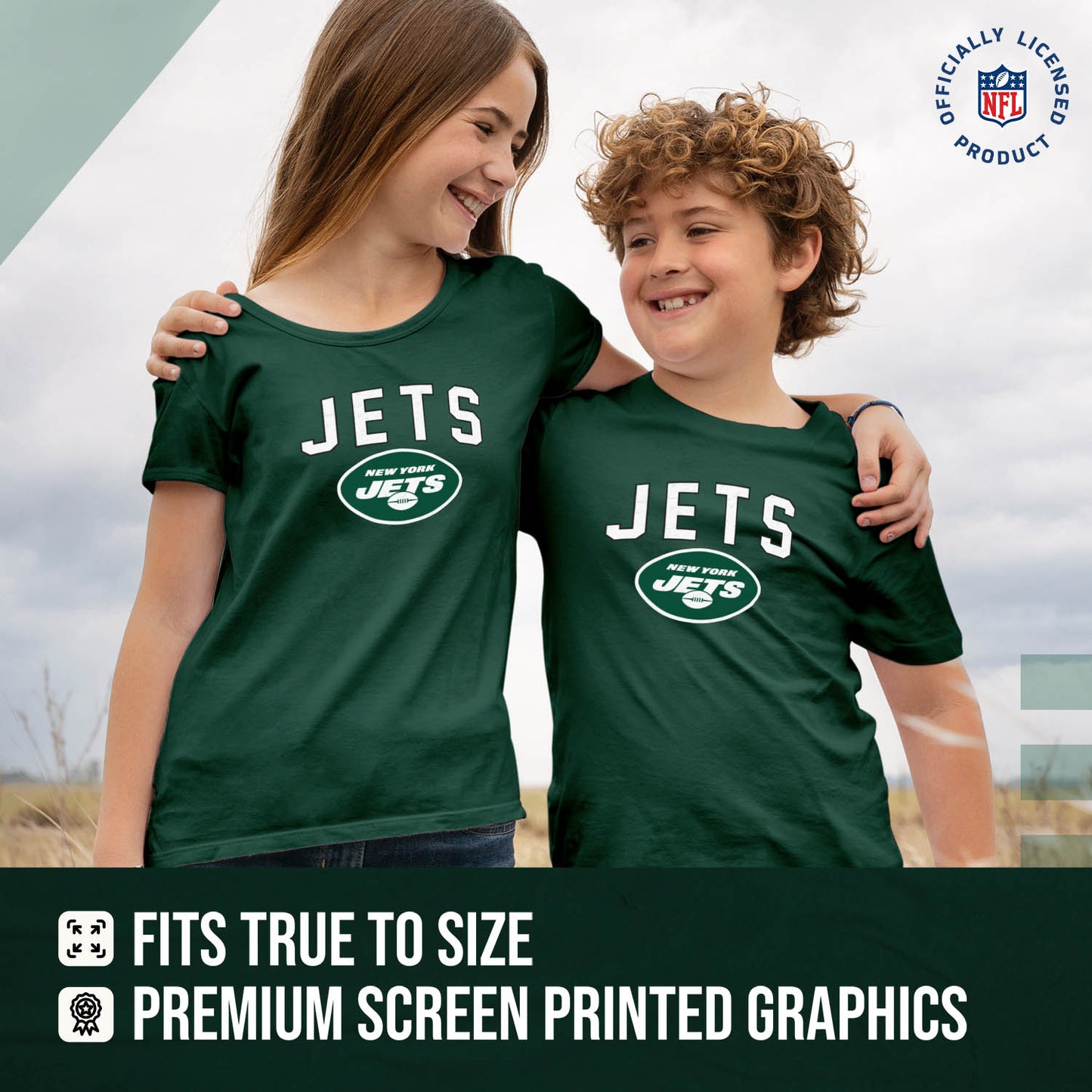 New York Jets NFL Youth Home Team Tee- Youth Pro Football T-Shirt For Boys & Girls Kids clothes - Green