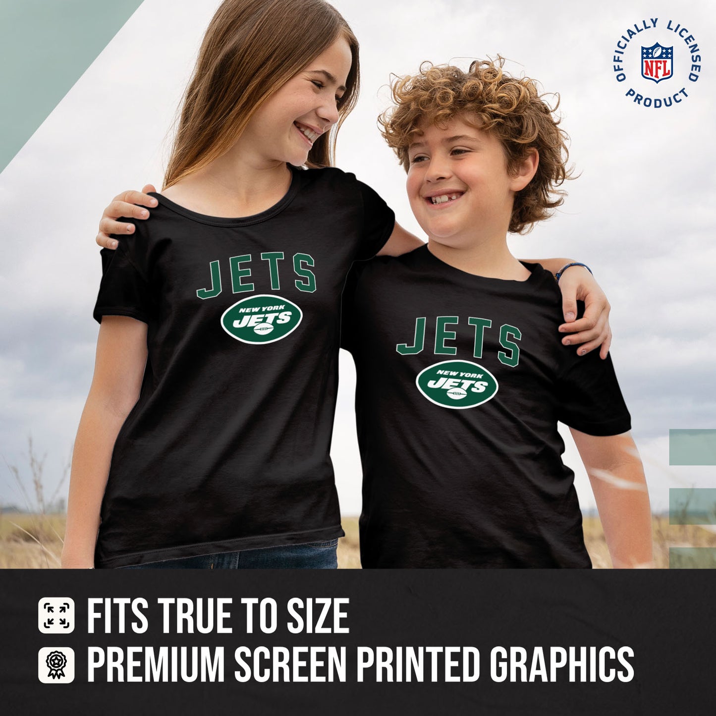 New York Jets NFL Youth Home Team Tee- Youth Pro Football T-Shirt For Boys & Girls Kids clothes - Black