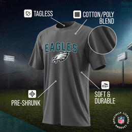 Philadelphia Eagles NFL Youth Home Team Tee- Youth Pro Football T-Shirt For Boys & Girls Kids clothes - Sport Gray