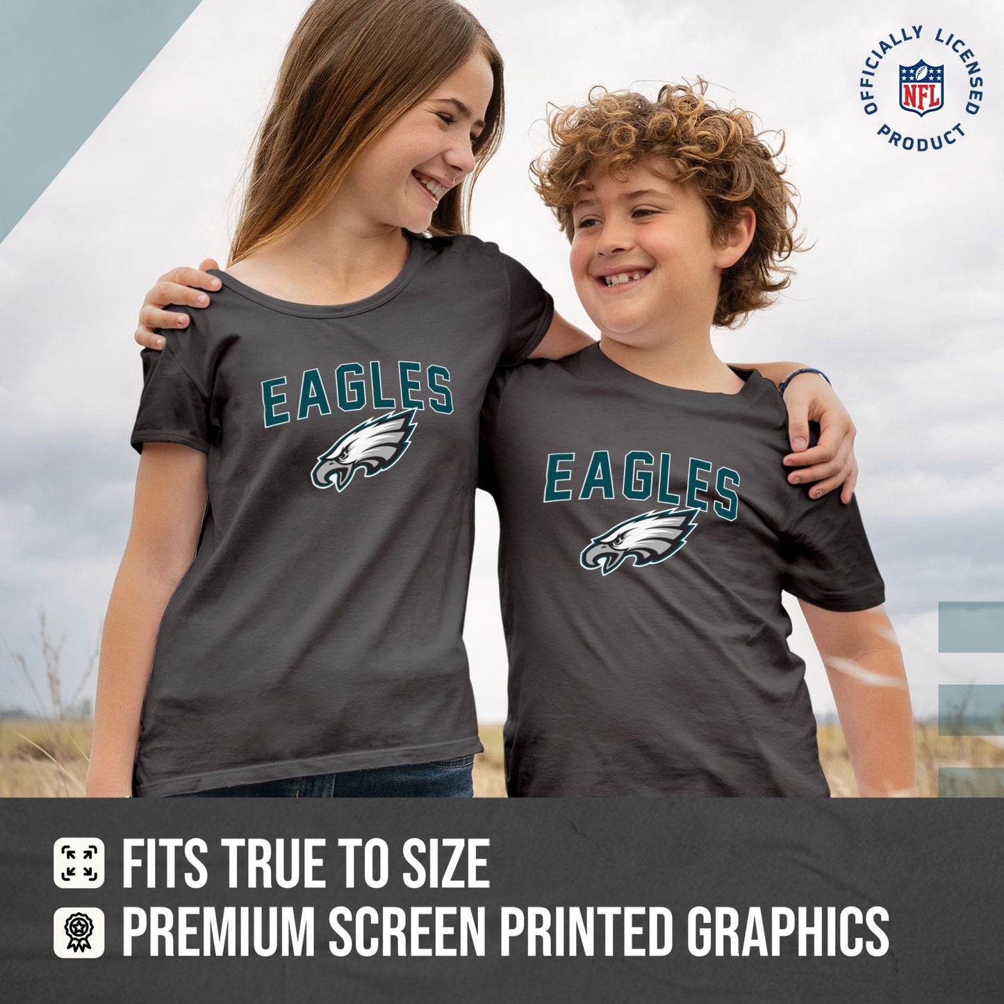 Philadelphia Eagles NFL Youth Home Team Tee- Youth Pro Football T-Shirt For Boys & Girls Kids clothes - Sport Gray