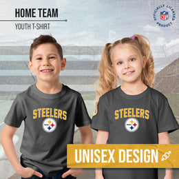 Pittsburgh Steelers NFL Youth Home Team Tee- Youth Pro Football T-Shirt For Boys & Girls Kids clothes - Sport Gray