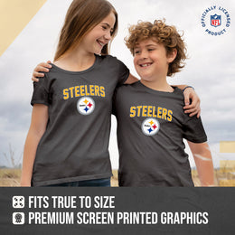 Pittsburgh Steelers NFL Youth Home Team Tee- Youth Pro Football T-Shirt For Boys & Girls Kids clothes - Sport Gray